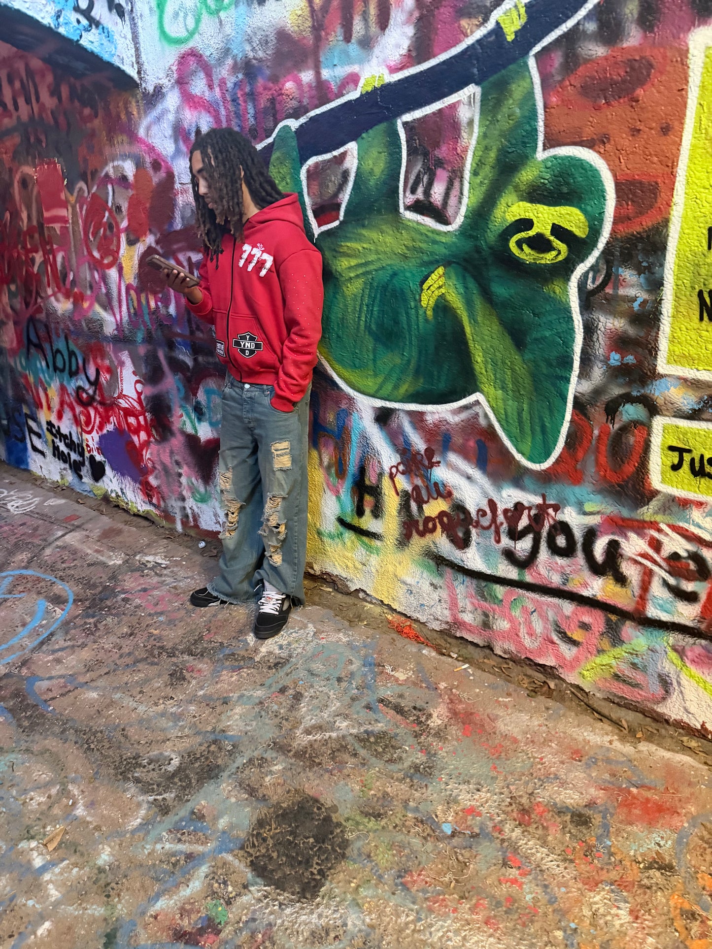 YND RED ANGLE HOODIE
